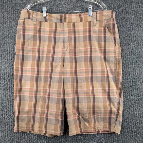 Jamaica Bay Womens Chino Shorts Multi Size 14 Slash Pockets Plaid Cotton Blend - Picture 2 of 10